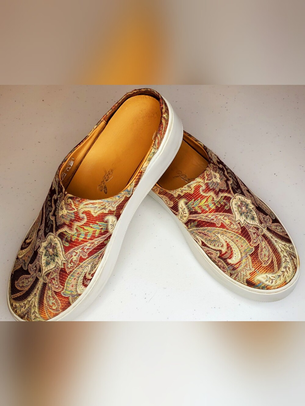 FREE PEOPLE SLIP-ON MULE SNEAKER BOHO PAISLEY TAPESTRY PLATFORM CLOG  SZ 7.5/38